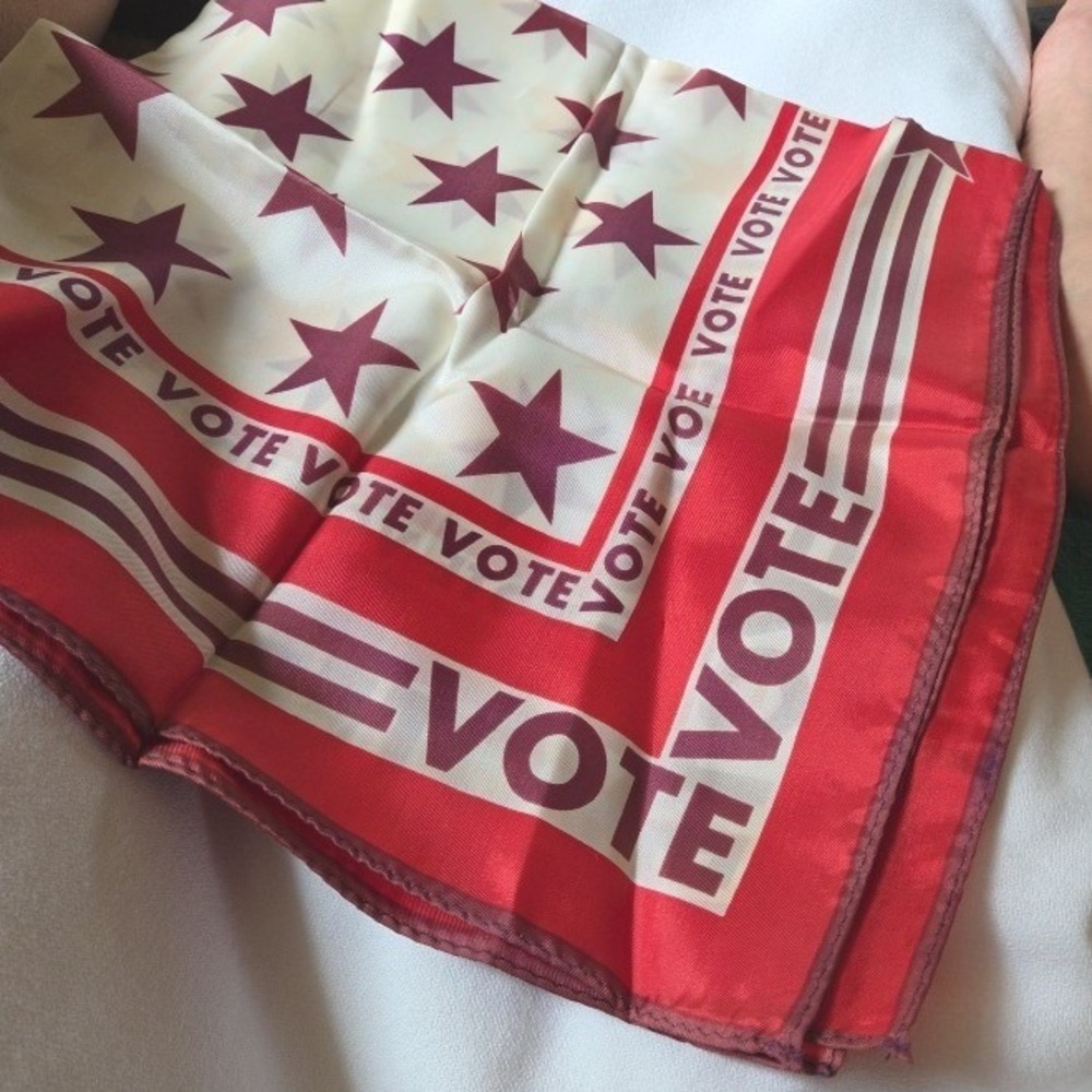 Vintage Vote Scarf 27" Stars Stripes Patriotic Japan RN 21830
